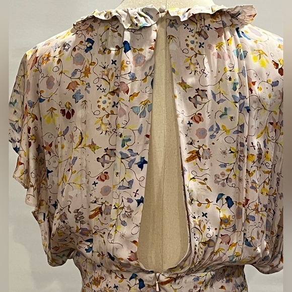 Cynthia Rowley Blush Pink Magic Garden Floral Flutter Sleeve Maxi Dress Size 14 - Picture 13 of 15